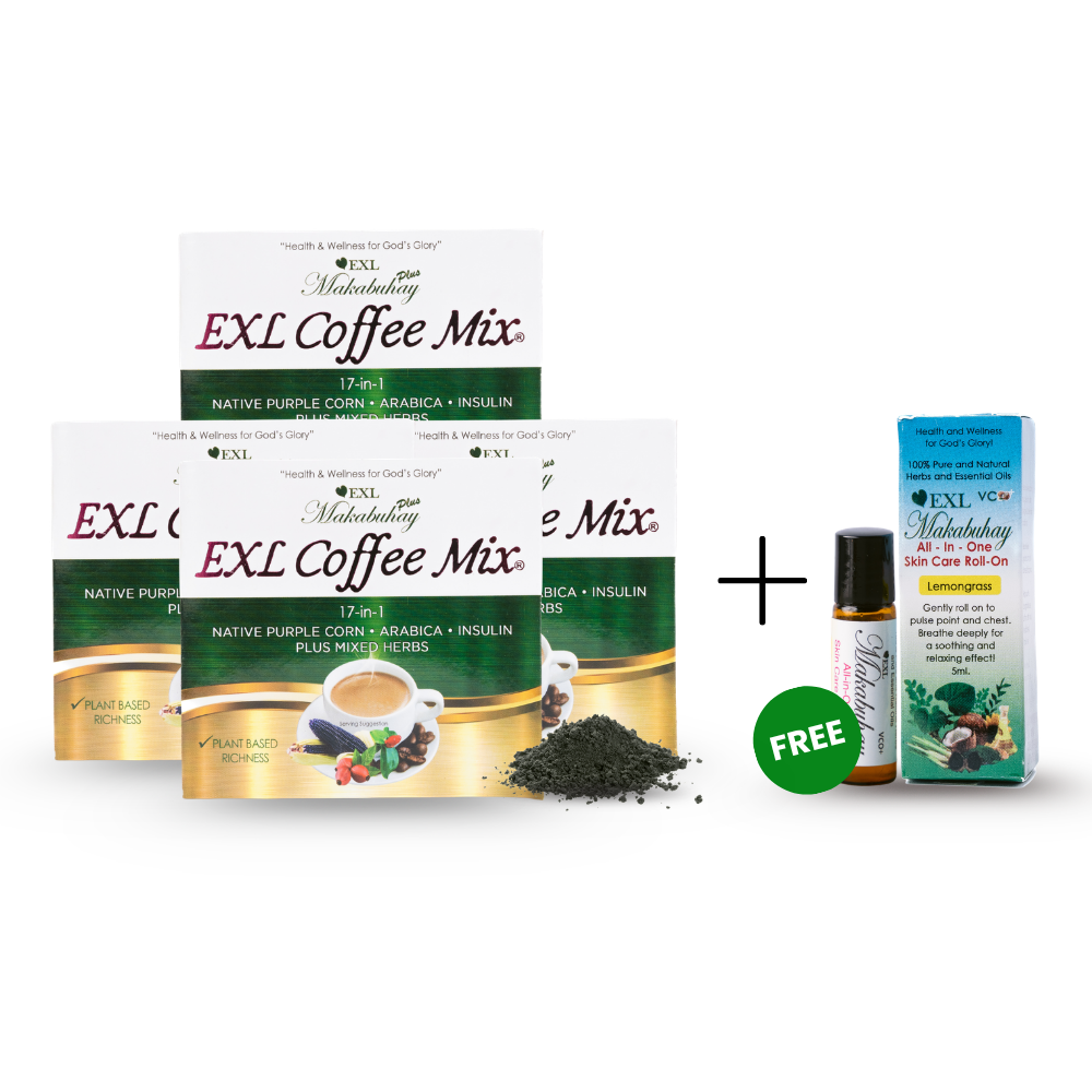 BUY 4 EXL COFFEE MIX, GET 1 EXL ALL-IN-ONE SKINCARE OIL ROLL-ON FREE