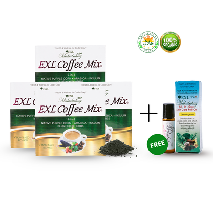BUY 4 EXL COFFEE MIX, GET 1 EXL ALL-IN-ONE SKINCARE OIL ROLL-ON FREE